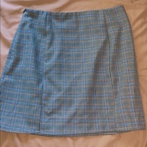 High waist split hem glen skirt